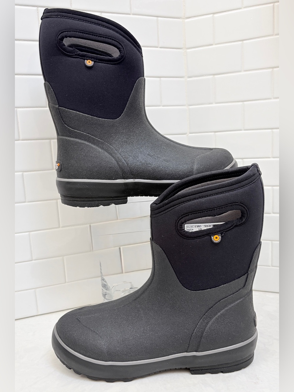 Bogs Classic 2 Mid Black Rubber Insulated Rain Muck Boot Size 8 EU 39 EUC